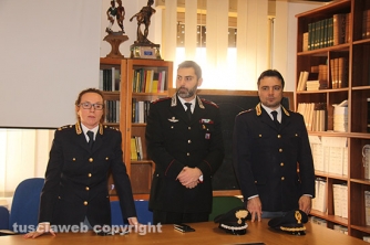 Il capo di gabinetto Tiziana Cencioni, il maggiore dei carabinieri Rafaele Gesmundo e Riccardo Bartoli dell\'ufficio volanti