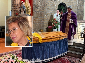 Viterbo - Il funerale di Rosanna De Marchi - Nel riquadro: Rosanna De Marchi