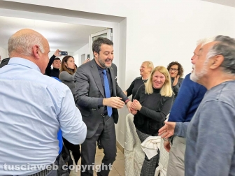 Il ministro Salvini alla cena della Lega
