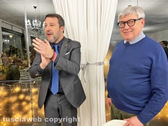 Il ministro Salvini alla cena della Lega