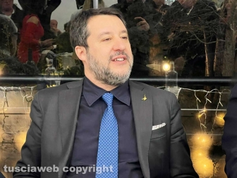 Il ministro Salvini alla cena della Lega