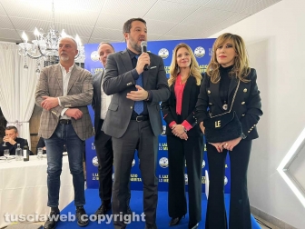 Il ministro Salvini alla cena della Lega