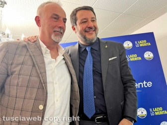 Il ministro Salvini alla cena della Lega