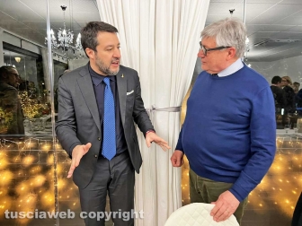 Il ministro Salvini alla cena della Lega