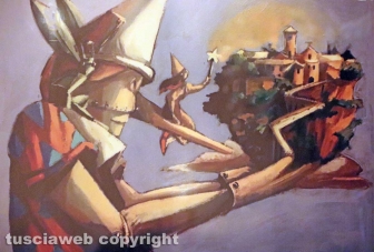 Viterbo - Il murales dedicato a Civita di Bagnoregio