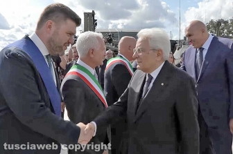Il presidente Sergio Mattarella al poligono di Monte Romano - Il presidente della provincia Alessandro Romoli