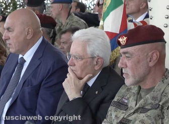 Il presidente Sergio Mattarella al poligono di Monte Romano
