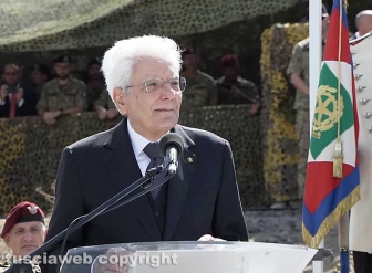 Il presidente Sergio Mattarella al poligono di Monte Romano