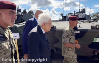 Il presidente Sergio Mattarella al poligono di Monte Romano