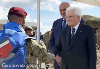 Il presidente Sergio Mattarella al poligono di Monte Romano