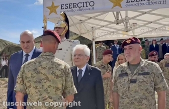 Il presidente Sergio Mattarella al poligono di Monte Romano
