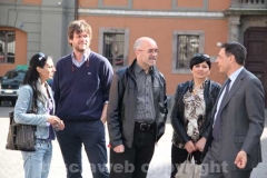Il candidato sindaco di Viva Viterbo Filippo Rossi e Giulio Marini