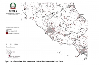 Rapporto Ispra-Snpa - Espansione delle aree urbane 1990-2018 su base Corine land cover