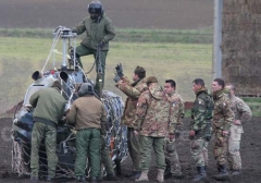 Il recupero di un Ab 206 che era crollato nei pressi di Tuscania