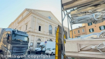 Macchina di Santa Rosa - Il trasporto dei pezzi per il montaggio di Dies Natalis