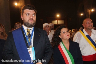 Trasporto della macchina di Santa Rosa - Dies Natalis - Alessandro Romoli con la sindaca Chiara Frontini