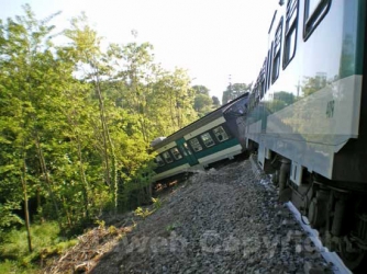 Il treno deragliato nel 2011 tra Soriano e Vitorchiano, in località Fornacchia