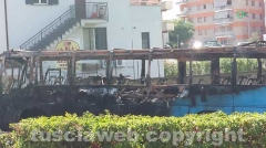 Vetralla - In fiamme  pullman del Cotral