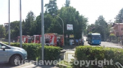 Vetralla - In fiamme  pullman del Cotral
