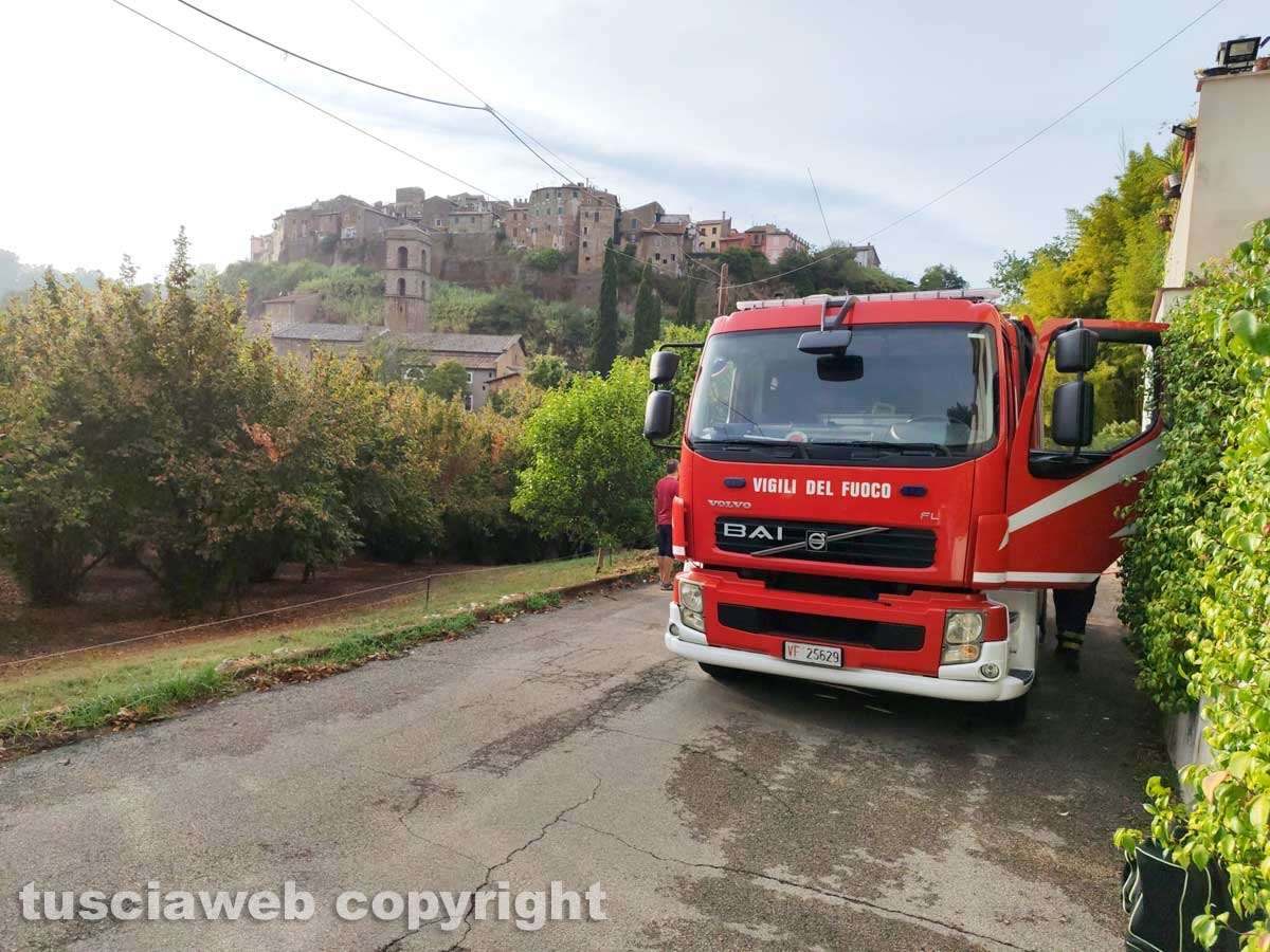 Paura a Gallese, un fulmine centra un casaletto e scoppia un incendio - L'intervento die vigili del fuoco