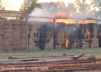 Gallese, in fiamme un capannone con 2mila quintali di fieno