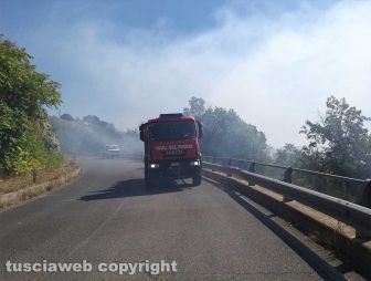 Montefiascone - Incendio a ridosso della Cassia