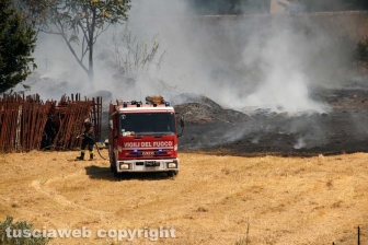 Viterbo - Vasto incendio al cimitero San Lazzaro - L'intervento dei soccorritori