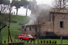 Viterbo - Incendio all'ex chiesa di santa Croce