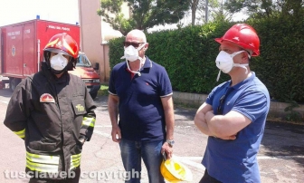 Incendio all'impianto di Casale Bussi - Mazzola coi vigili del fuoco