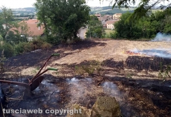 Incendio di sterpaglie in via Carpine