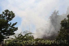 Canneto e sterpaglie a fuoco in strada Bagni