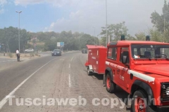 Canneto e sterpaglie a fuoco in strada Bagni