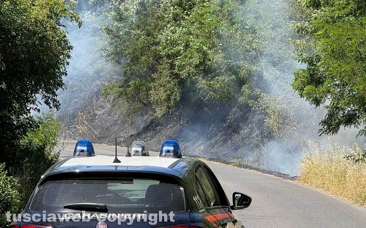 Vasto incendio lungo la strada statale 2 Cassia, nel tratto che da Montefiascone conduce verso Bolsena