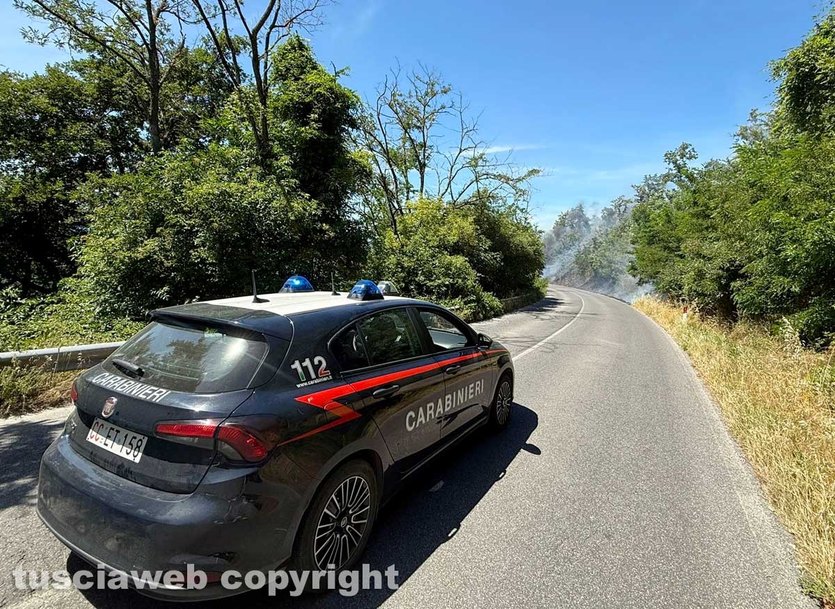 Vasto incendio lungo la strada statale 2 Cassia, nel tratto che da Montefiascone conduce verso Bolsena