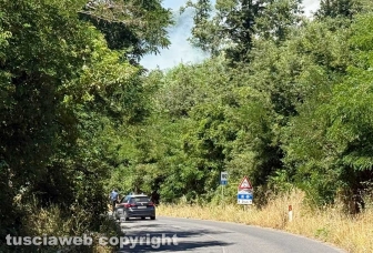 Vasto incendio lungo la strada statale 2 Cassia, nel tratto che da Montefiascone conduce verso Bolsena