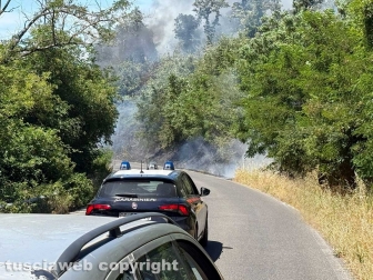 Vasto incendio lungo la strada statale 2 Cassia, nel tratto che da Montefiascone conduce verso Bolsena