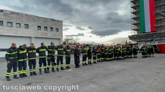 La dimostrazione dei Vigili del fuoco per la festa di Santa Barbara
