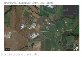 La distanza dal biodigestore - Fonte: Comitato per il No al biodigestore dell'Acquarossa