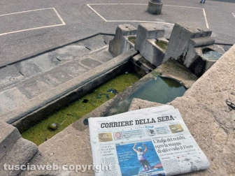 Viterbo - Melma, immondizia, vespe nelle vasche della fontana del Vignola a piazza della Rocca - Foto realizzata il 5 agosto 2024 alle ore 12,57 minuto più minuto meno