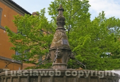 La fontana di piazza san Faustino tra crepe e melma