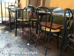 Viterbo - La pedana del ristorante andata a fuoco