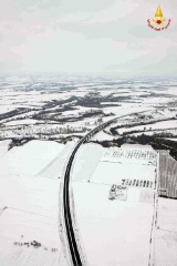 La Tuscia vista dall\'elicottero dopo il nevone
