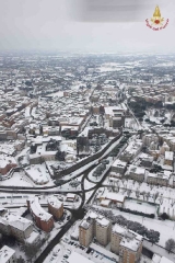 La Tuscia vista dall\'elicottero dopo il nevone
