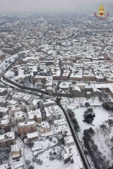 La Tuscia vista dall\'elicottero dopo il nevone