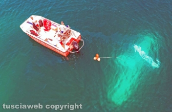 Lago di Bolsena - Idrovolante inabissato - L'intervento dei vigili del fuoco - Foto Massimiliano Bellacima