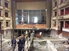 I lavori all\'interno del teatro dell\'Unione