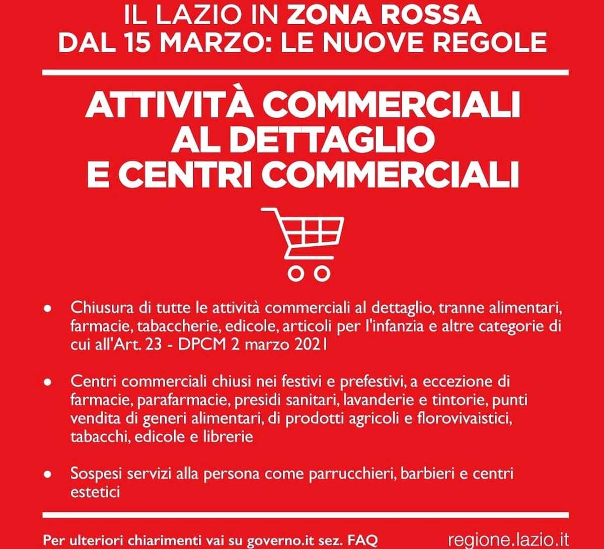 Lazio in zona rossa - Le nuove regole