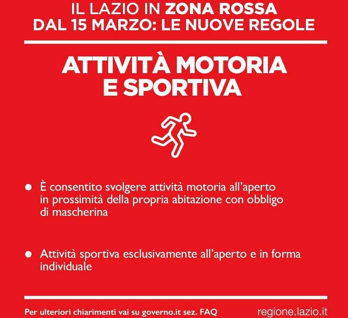 Lazio in zona rossa - Le nuove regole