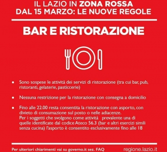 Lazio in zona rossa - Le nuove regole