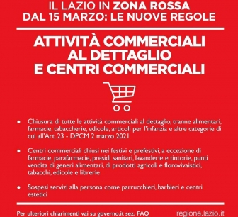 Lazio in zona rossa - Le nuove regole